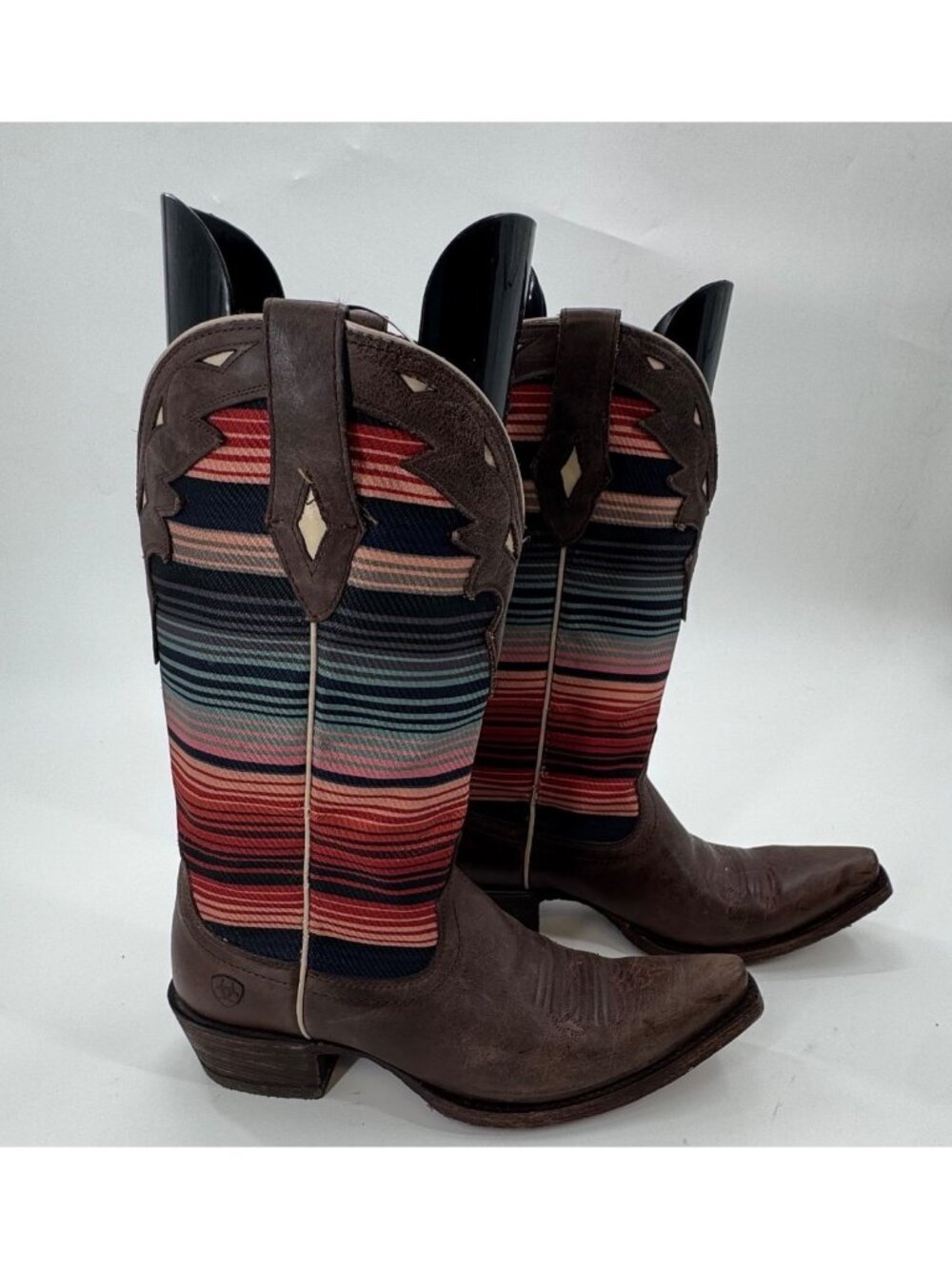 Ariat Brown Leather & Multicolor Serape Western Cowboy Boots US 8B Womens Style